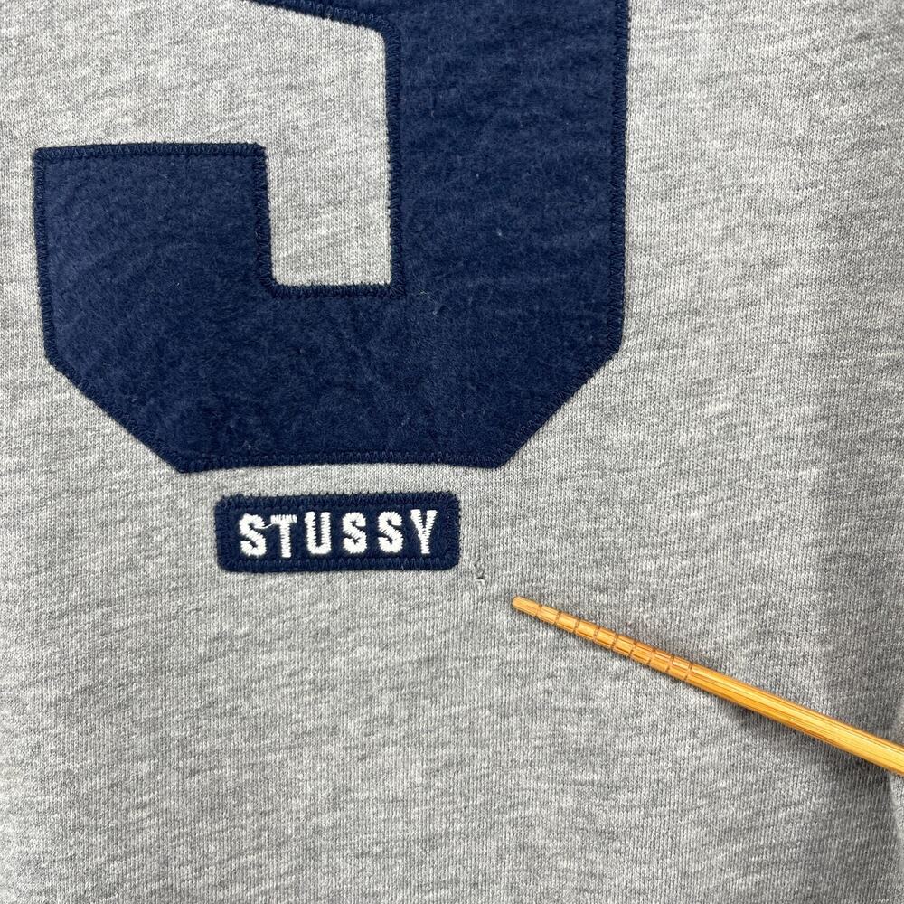 STUSSY Sweatshirt Mens 2XL State Crew Fleece Pullover Cotton Blend Gray USA VTG - Picture 11 of 14